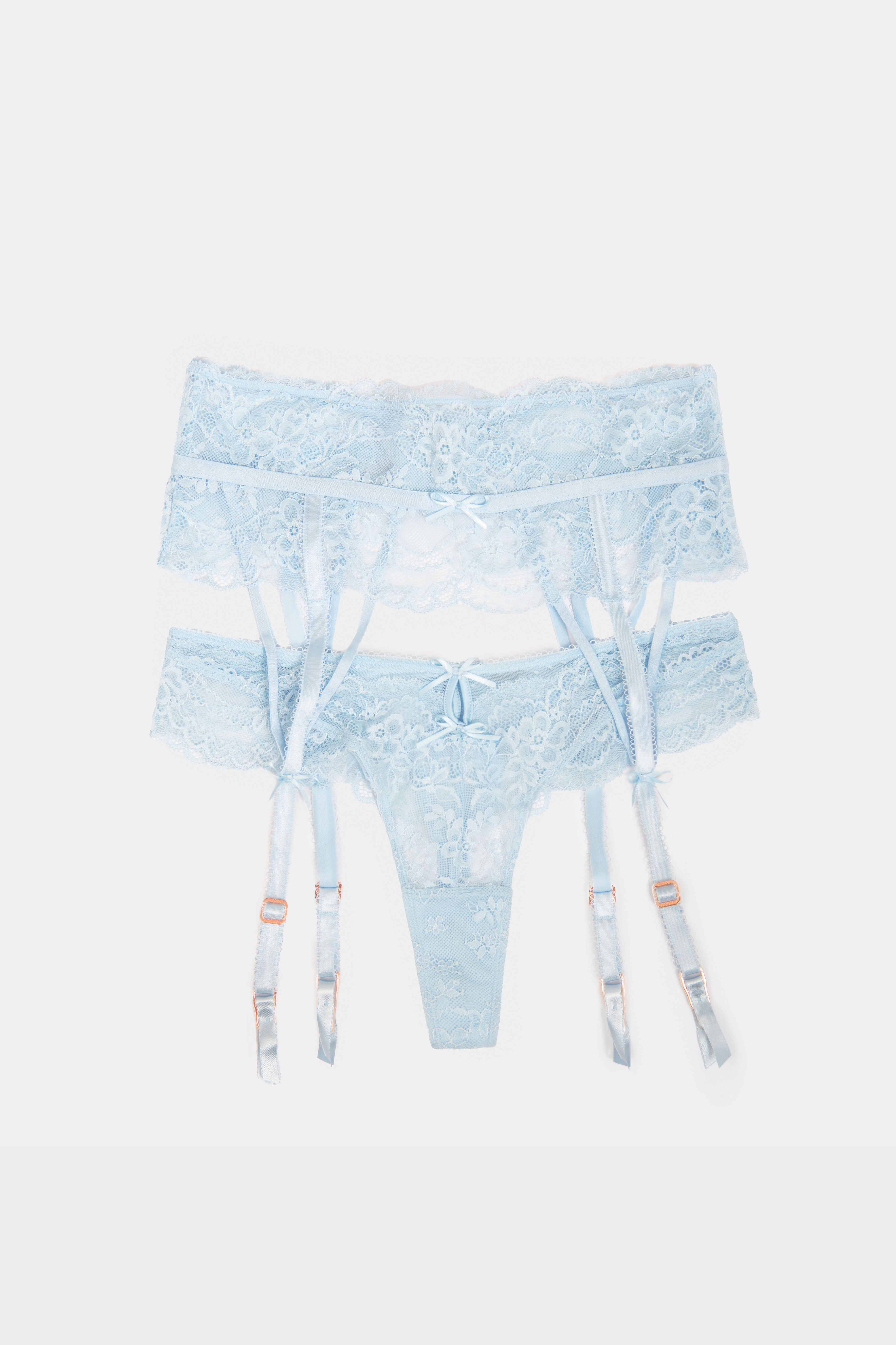 Livia Thong & Garter Belt - Blue | Gianna Bellucci