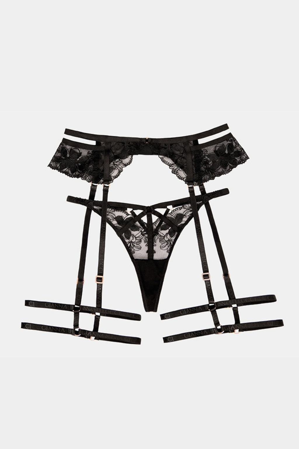 Leontina Thong & Garter Belt - Black | Gianna Bellucci