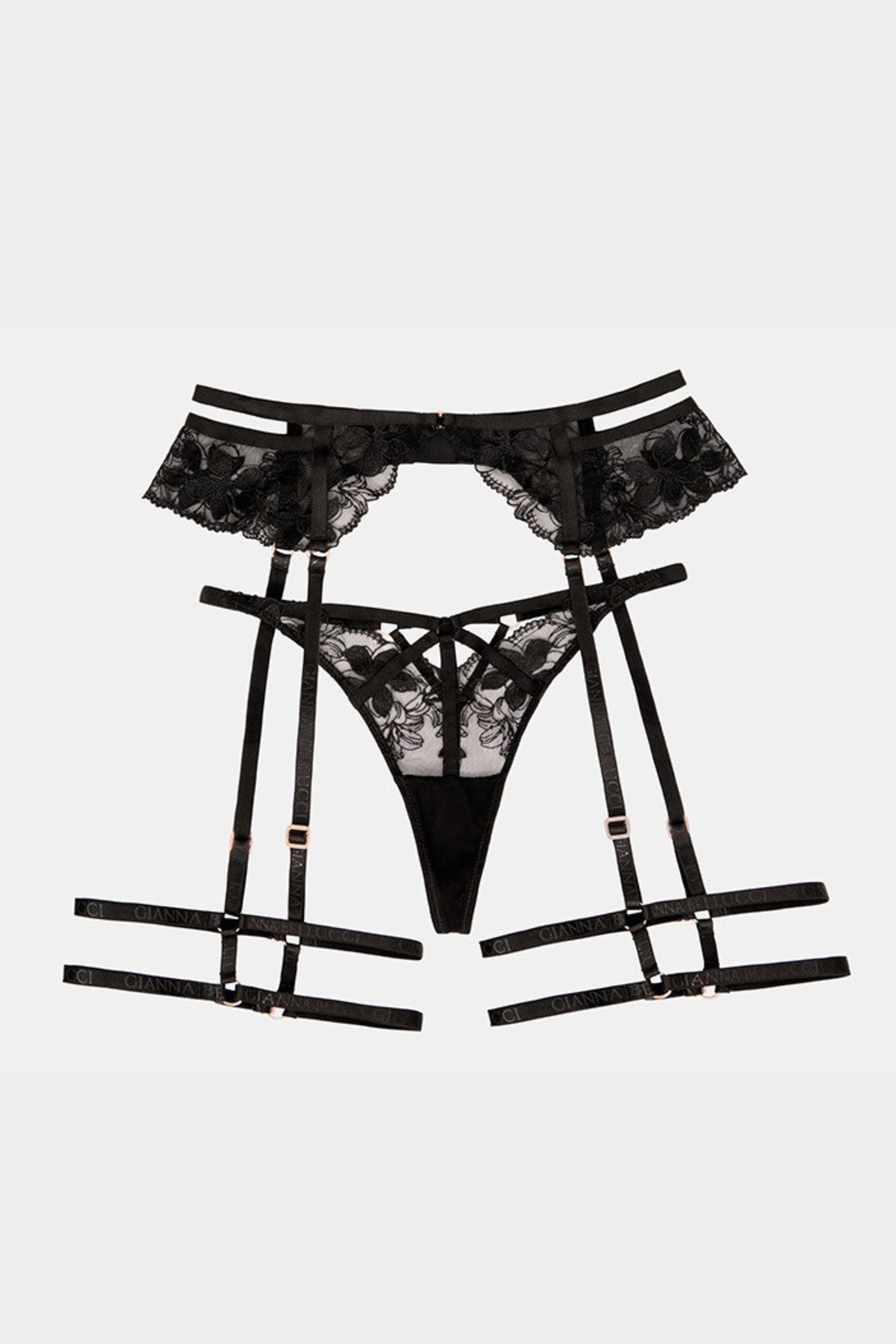 Leontina Thong & Garter Belt - Black | Gianna Bellucci